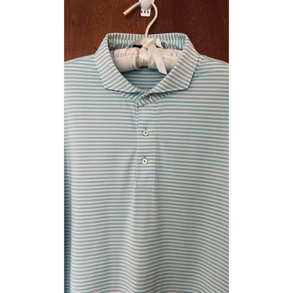 Peter Millar Summer Comfort Polo Shirt Men’s XL Blue White Stripe Golf Stretch - Picture 2 of 8